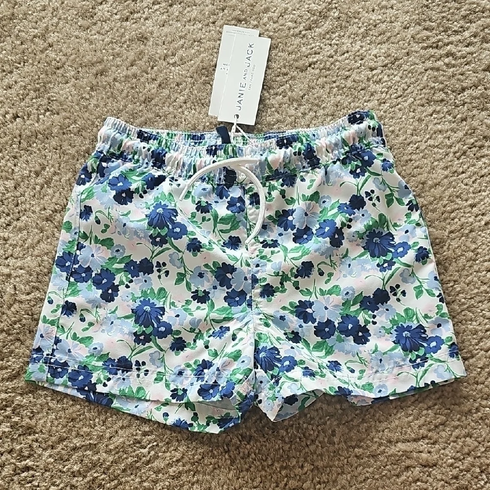 Janie And Jack Boys Recycled Floral Swim Trunk Size 2T
